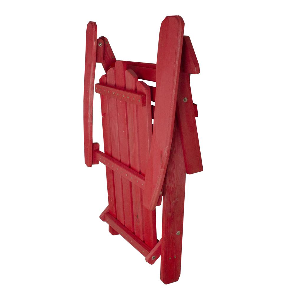36" Red Classic Folding Wooden Adirondack Chair. Picture 6