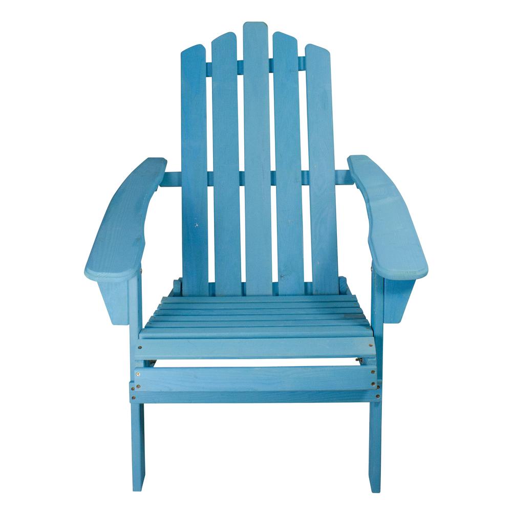 36" Blue Classic Folding Wooden Adirondack Chair. Picture 3