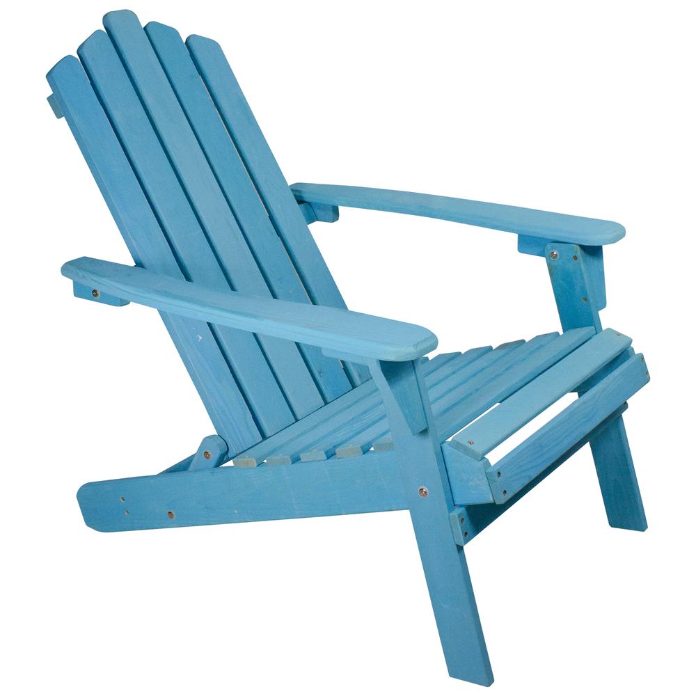 36" Blue Classic Folding Wooden Adirondack Chair. Picture 1