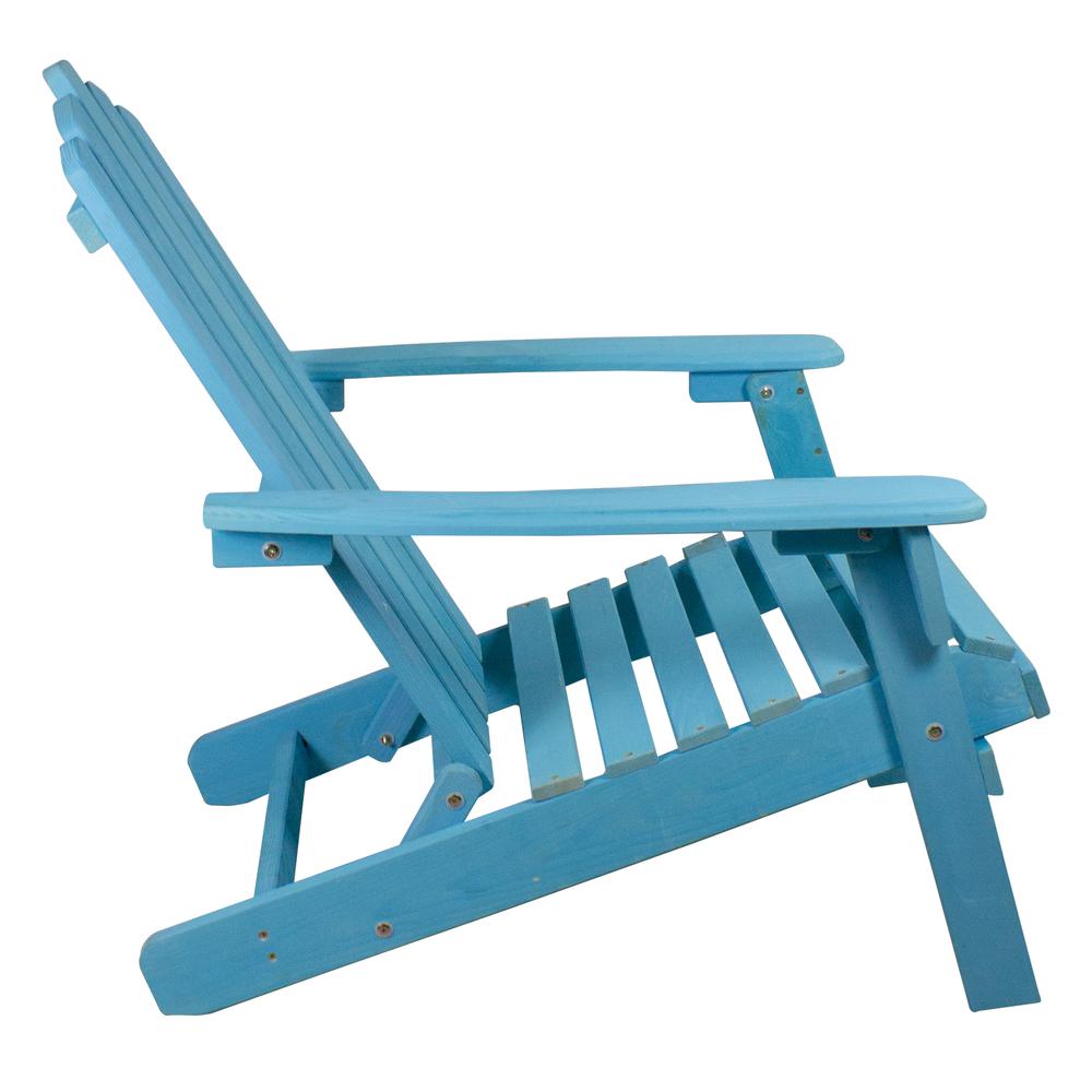 36" Blue Classic Folding Wooden Adirondack Chair. Picture 4