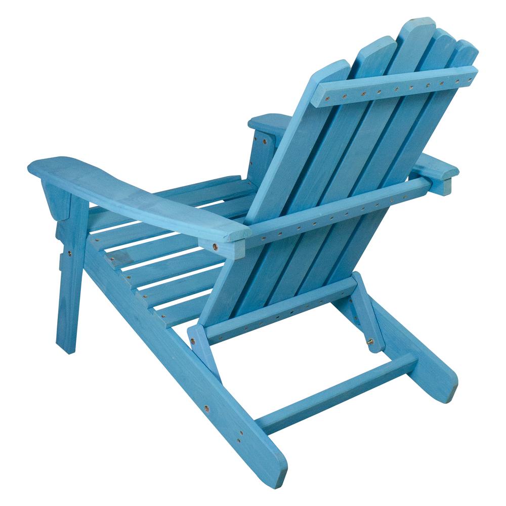 36" Blue Classic Folding Wooden Adirondack Chair. Picture 5