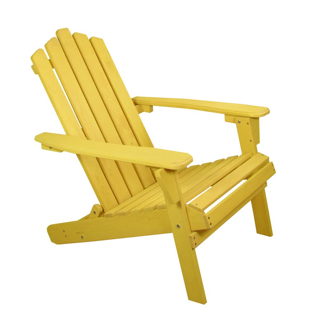 36" Yellow Classic Folding Wooden Adirondack Chair. Picture 1