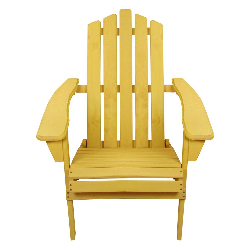 36" Yellow Classic Folding Wooden Adirondack Chair. Picture 3