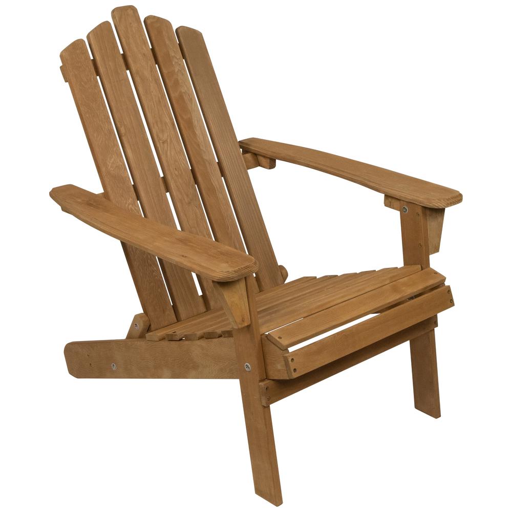 36" Natural Stained Classic Folding Wood Adirondack Chair. Picture 3