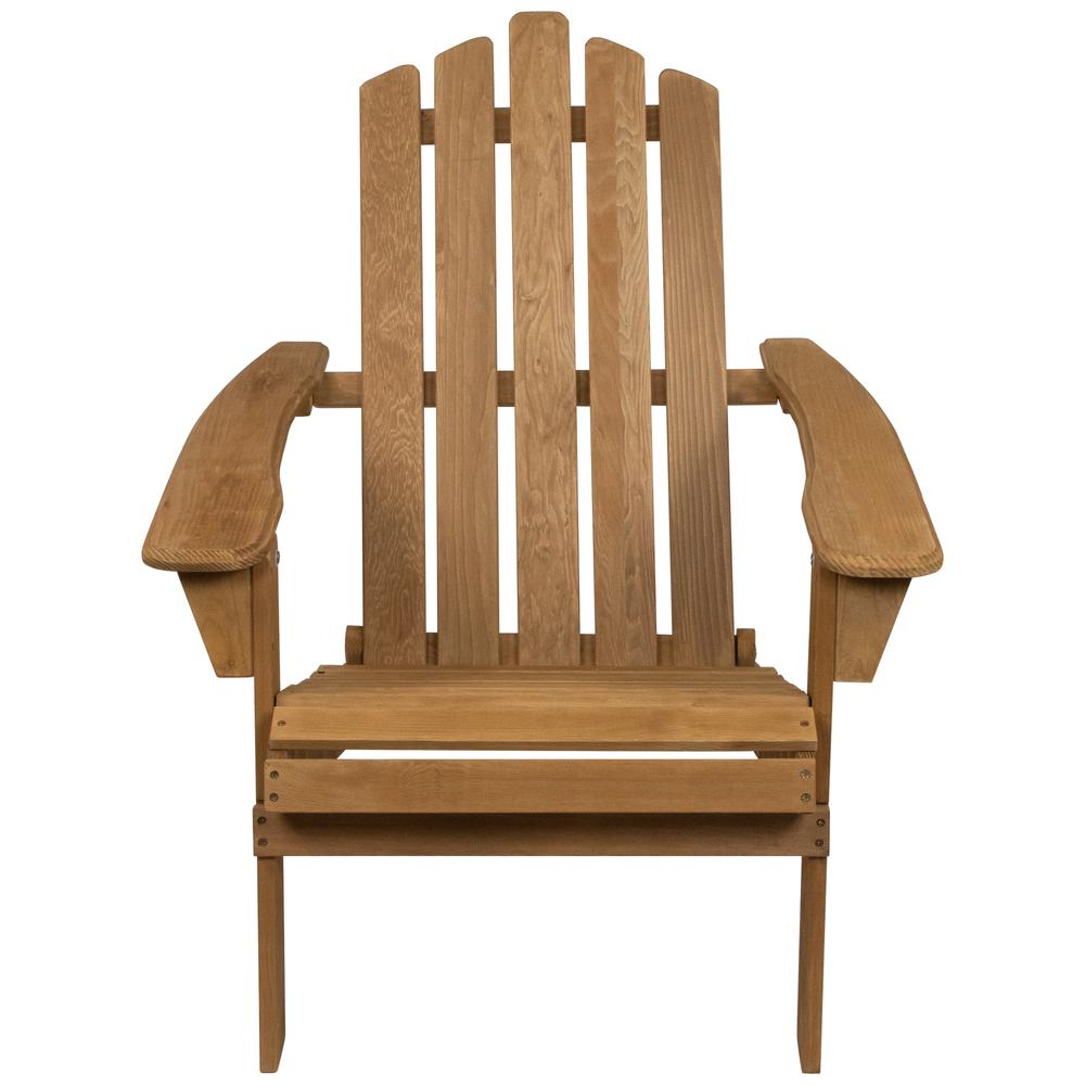 36" Natural Stained Classic Folding Wood Adirondack Chair. Picture 2