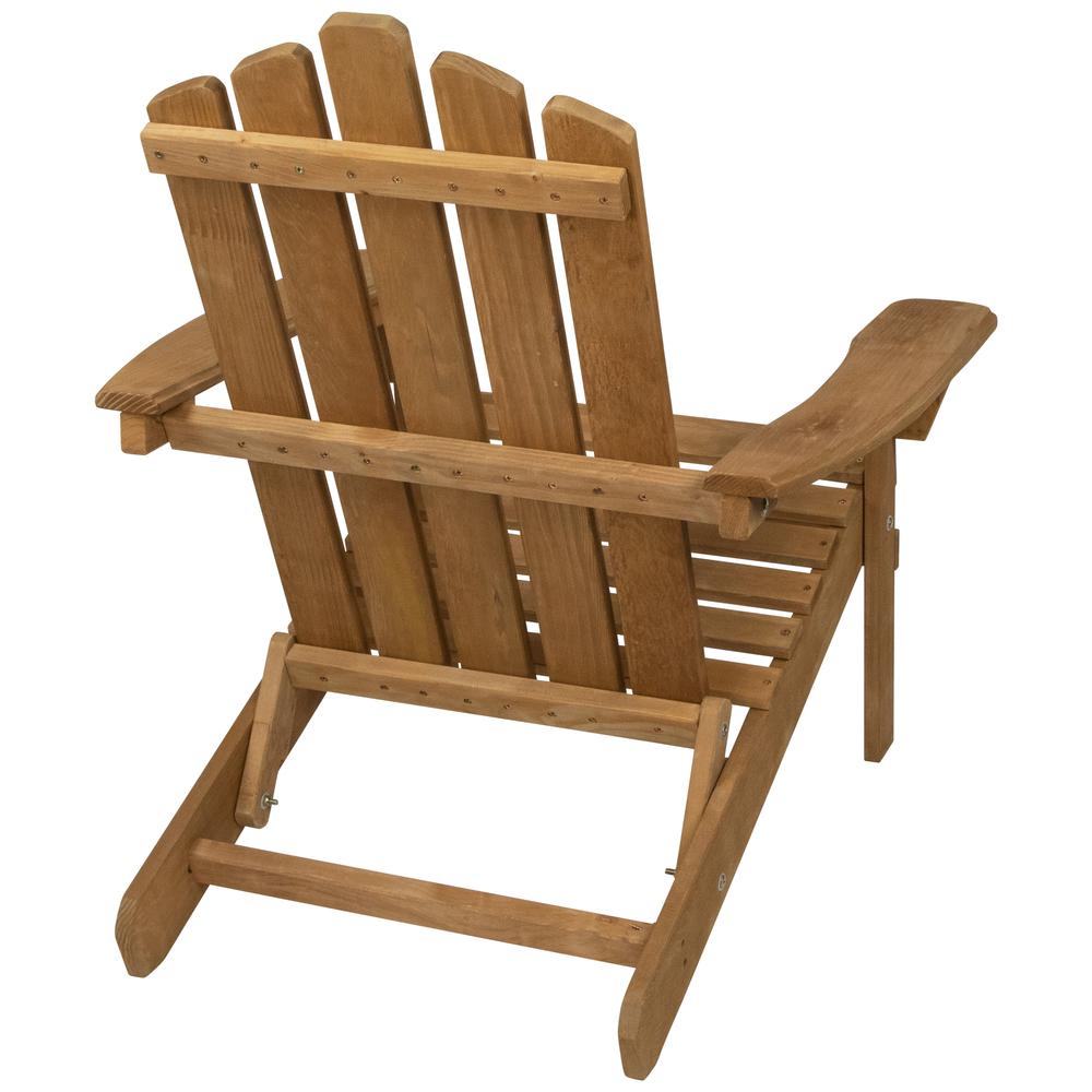 36" Natural Stained Classic Folding Wood Adirondack Chair. Picture 5