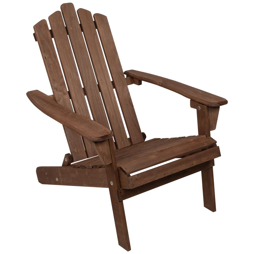 36" Brown Classic Folding Wooden Adirondack Chair. Picture 1