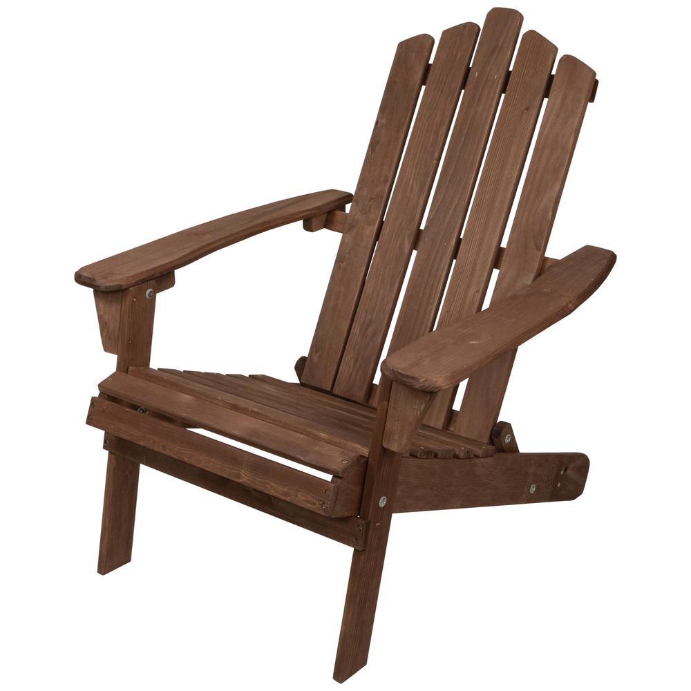 36" Brown Classic Folding Wooden Adirondack Chair. Picture 3