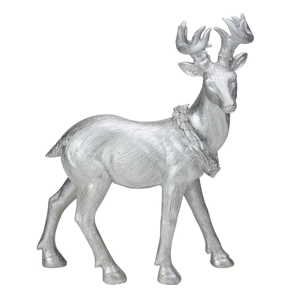 11.5" Elegant Silver Christmas Table Top Reindeer Figure. Picture 1