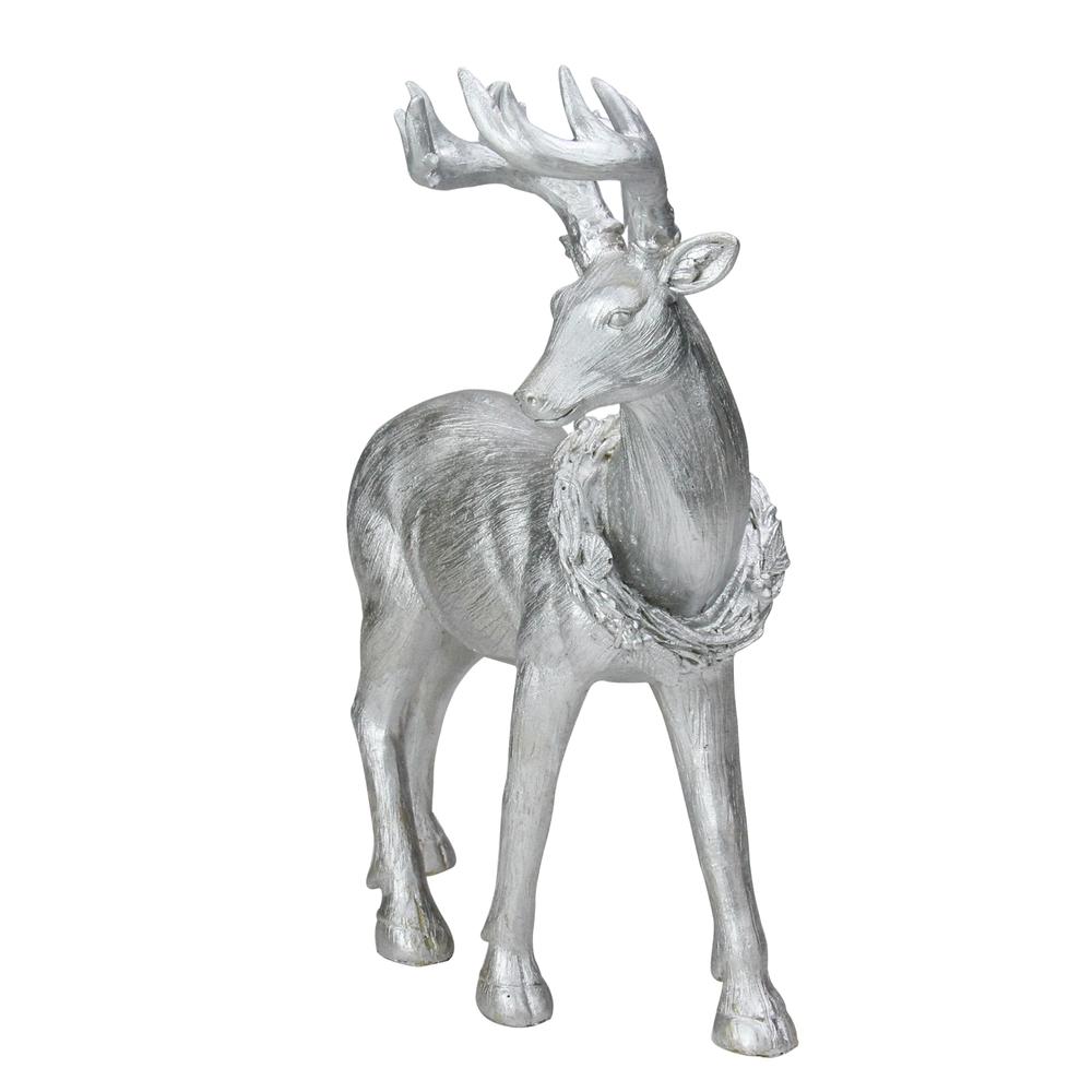 11.5" Elegant Silver Christmas Table Top Reindeer Figure. Picture 2