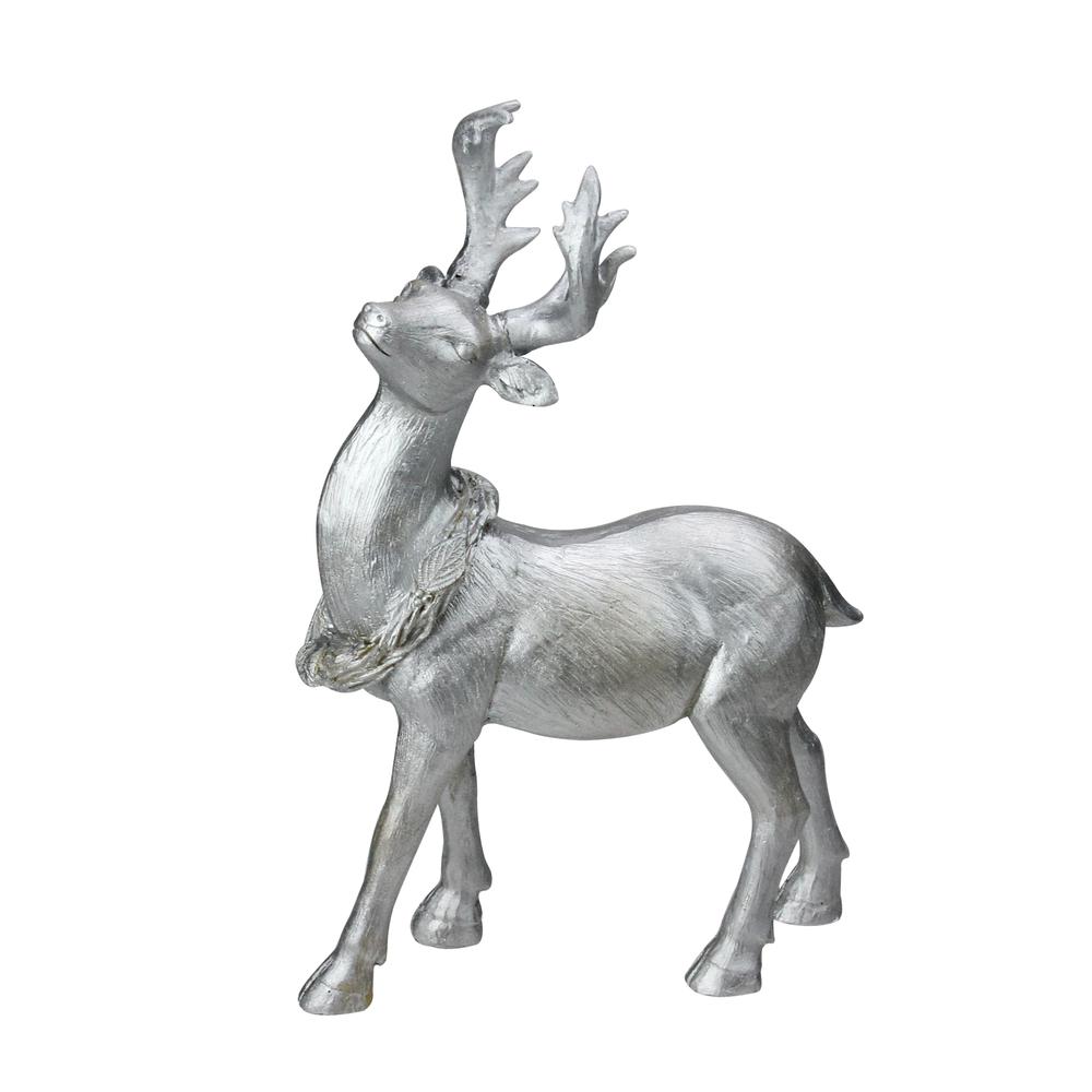 10.5" Elegant Silver Christmas Table Top Reindeer Figure. Picture 1