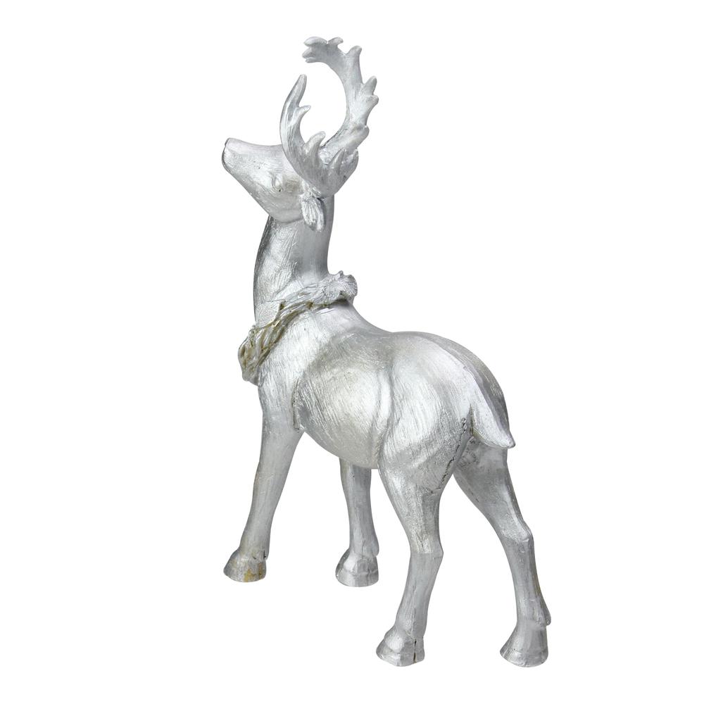 10.5" Elegant Silver Christmas Table Top Reindeer Figure. Picture 2