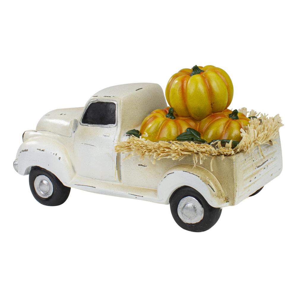 11.25" Truck Full of Pumpkins and Hay Thanksgiving Table Top Figure. Picture 6