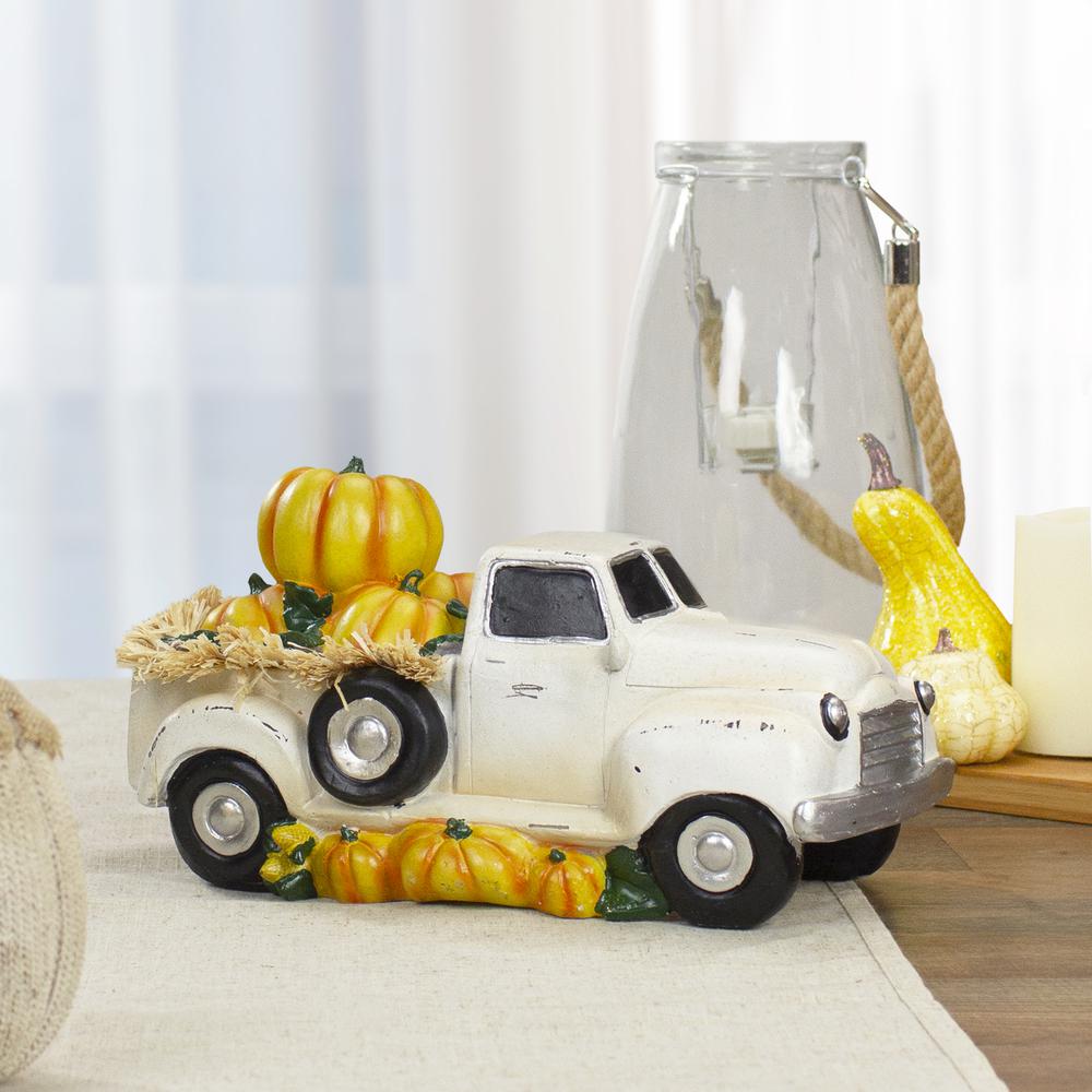 11.25" Truck Full of Pumpkins and Hay Thanksgiving Table Top Figure. Picture 2