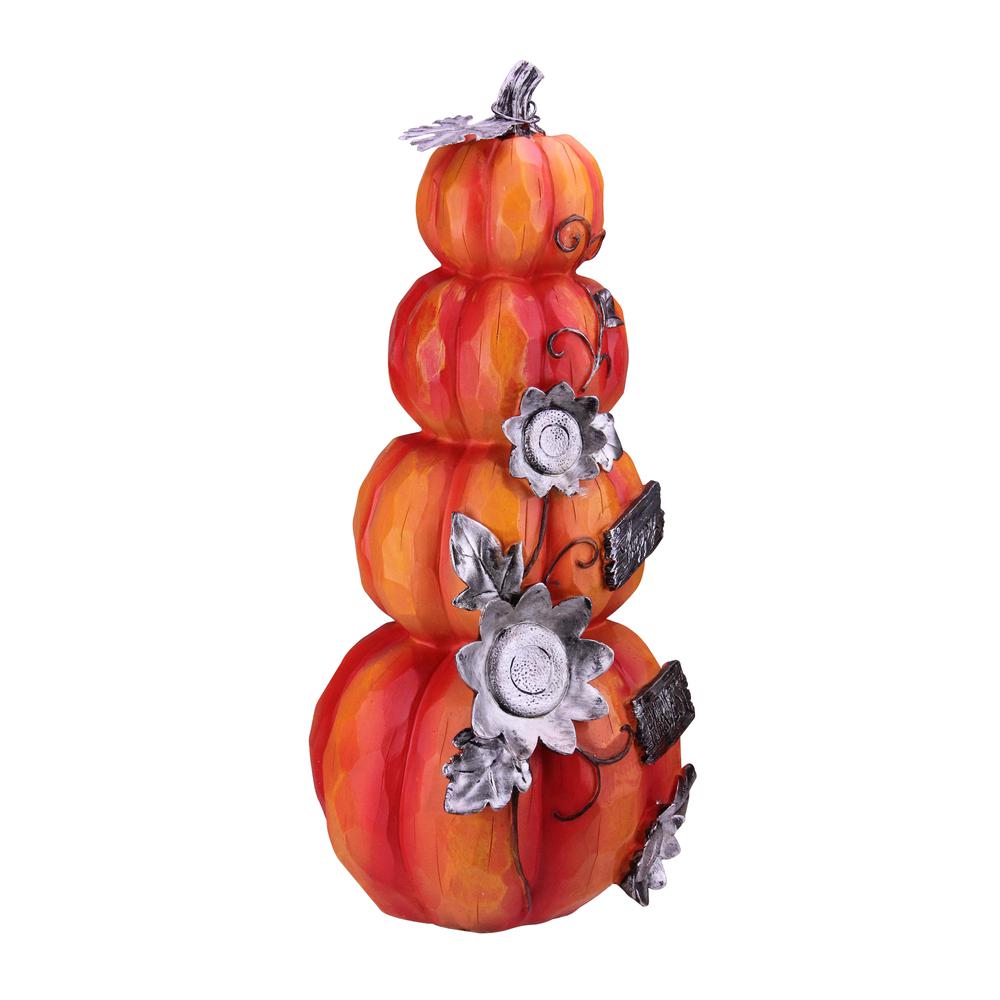 18.25" Stacked Pumpkins 'Happy Harvest' Fall Outdoor Decoration. Picture 2