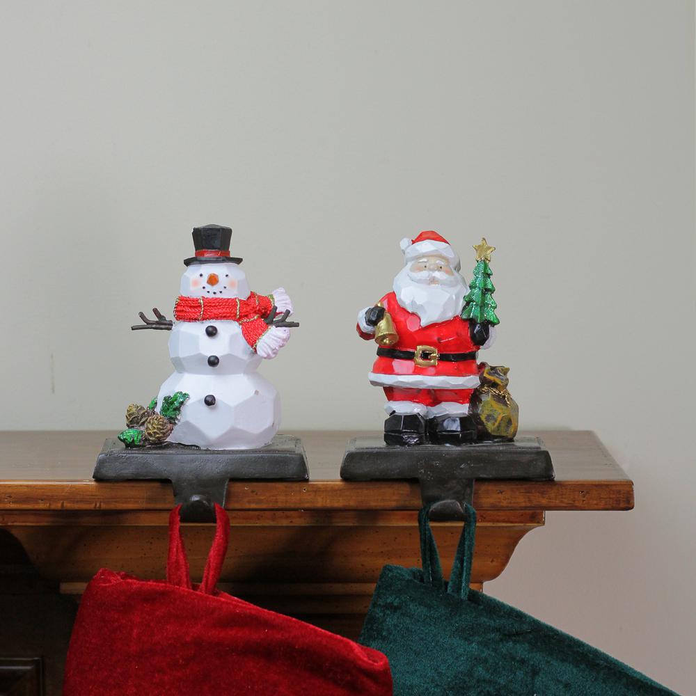 Set of 2 Santa and Snowman Christmas Stocking Holders 5.5". Picture 3