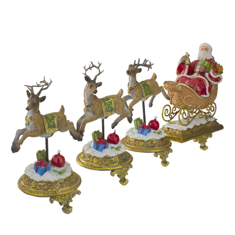 Set of 4 Santa and Reindeer Christmas Stocking Holders 9.5". Picture 3