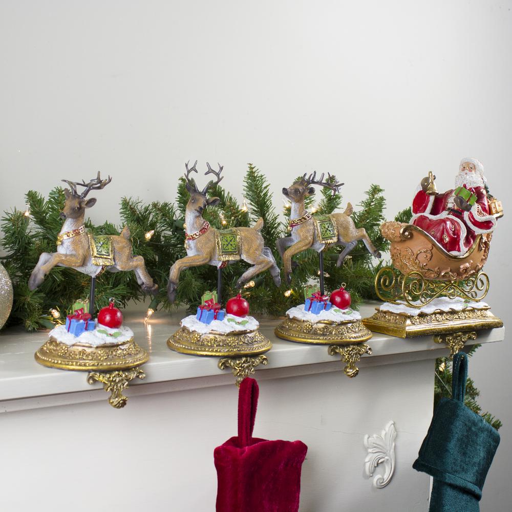Set of 4 Santa and Reindeer Christmas Stocking Holders 9.5". Picture 2