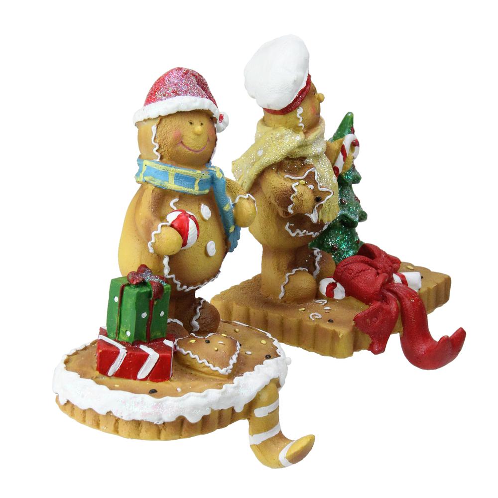 Set of 2 Holiday Gingerbread Christmas Stocking Holders 5.25". Picture 2