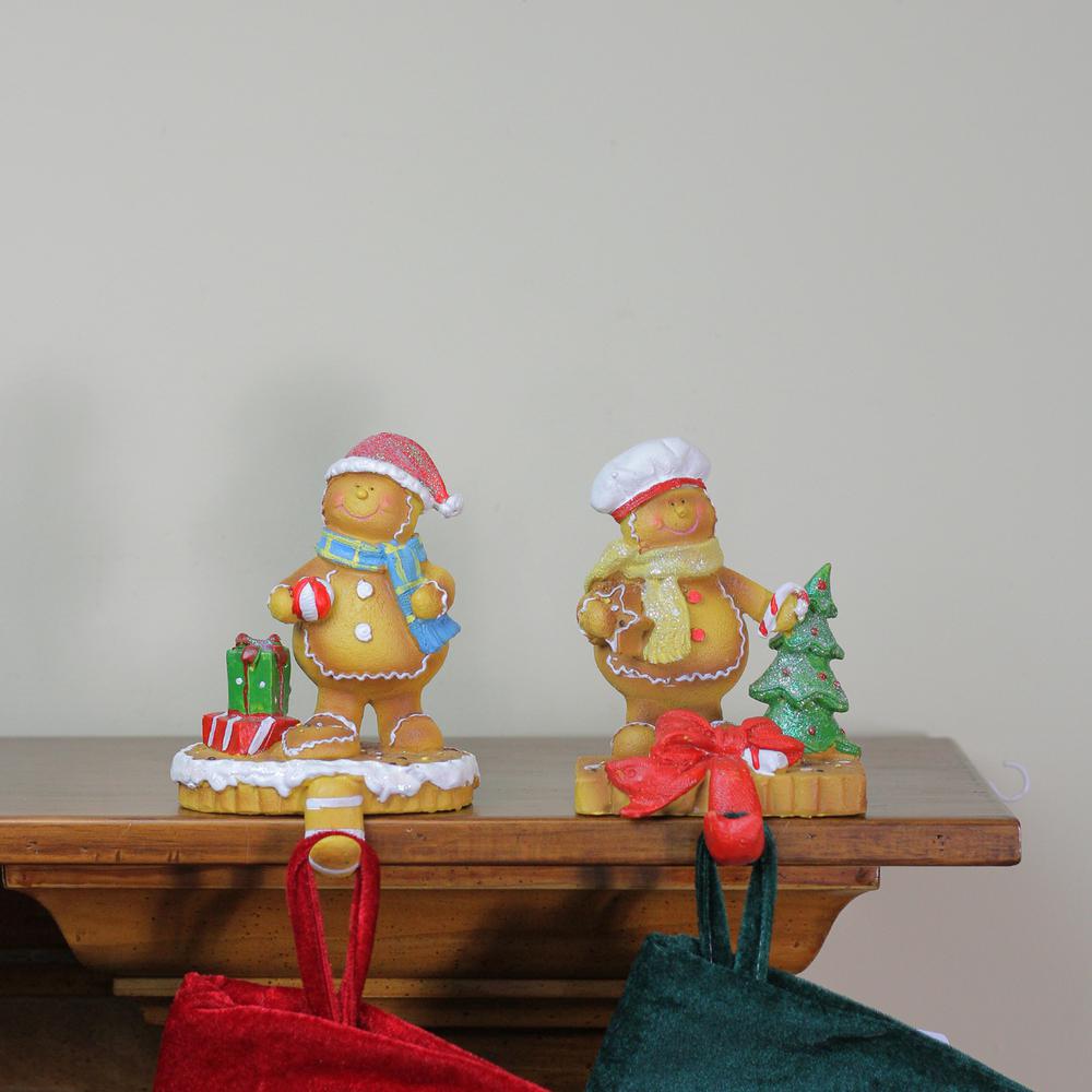 Set of 2 Holiday Gingerbread Christmas Stocking Holders 5.25". Picture 3