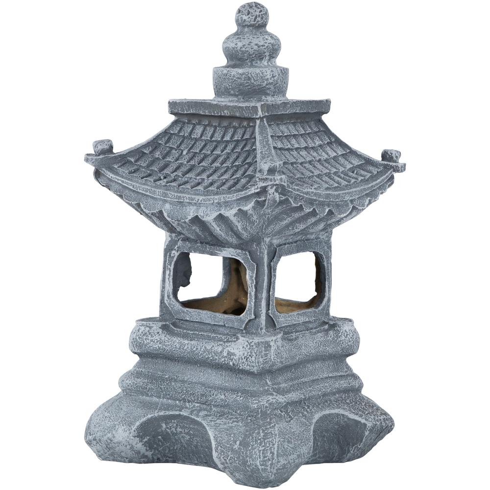13" Solar Powered LED Lighted Pagoda Outdoor Garden Statue. Picture 2