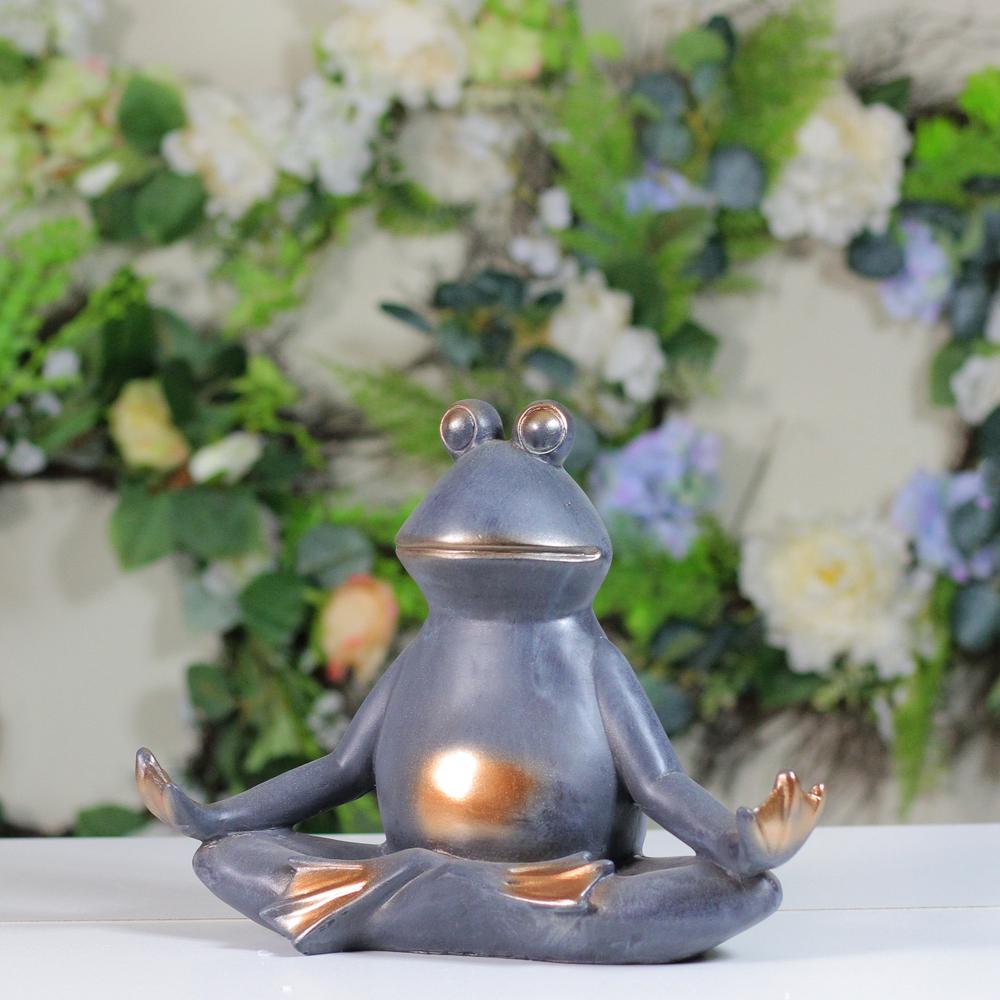 12" Frog Sitting In a Lotus Yoga Position Garden Statue. Picture 3