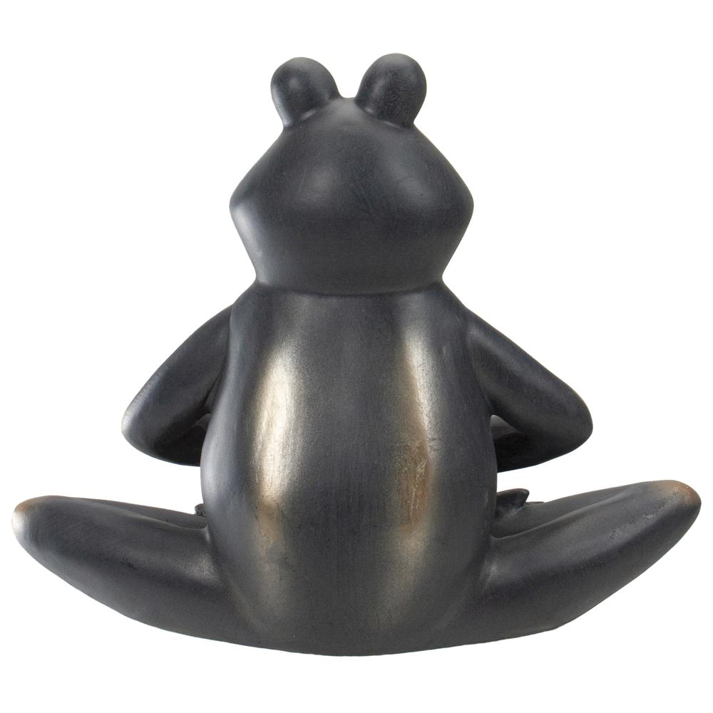 9" Green and Gold Frog in Yoga Position Outdoor Patio Garden Statue. Picture 4