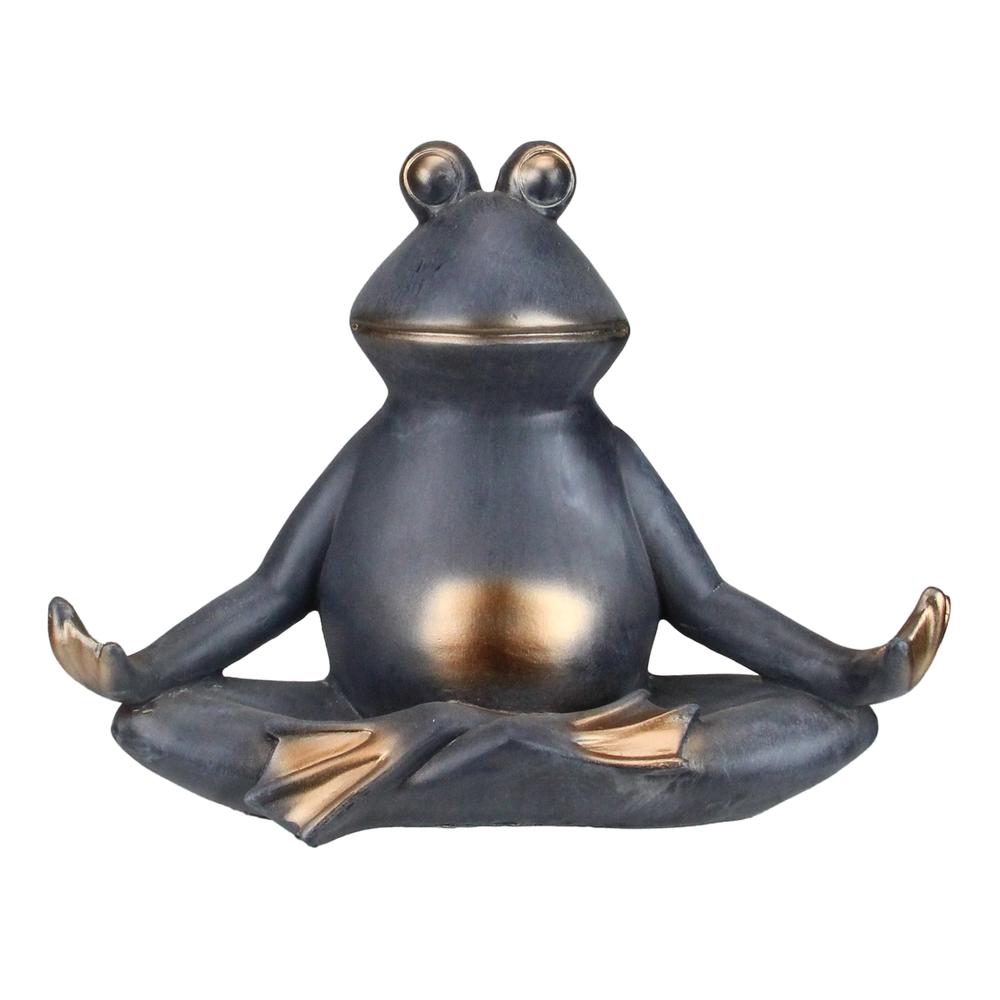 12" Frog Sitting In a Lotus Yoga Position Garden Statue. Picture 1