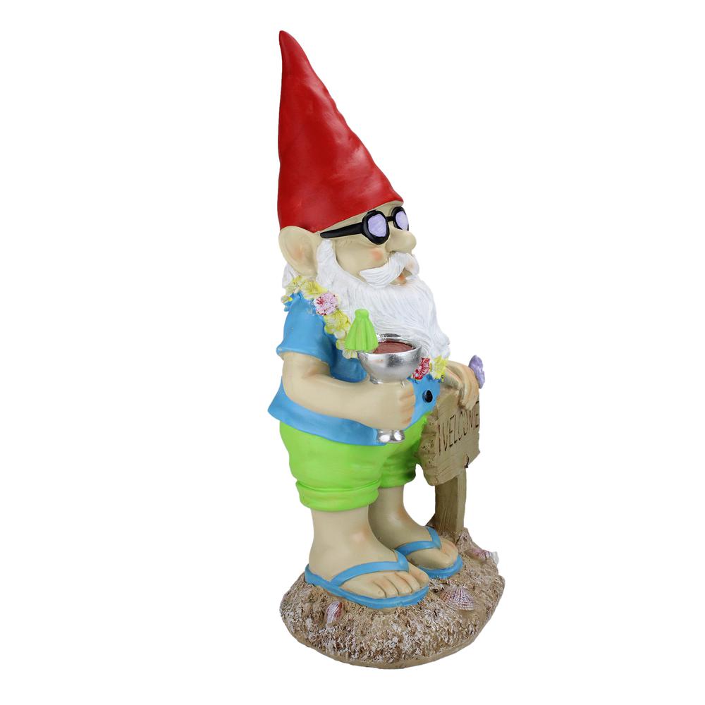 16" Summer Time Welcome Gnome Outdoor Garden Statue. Picture 2