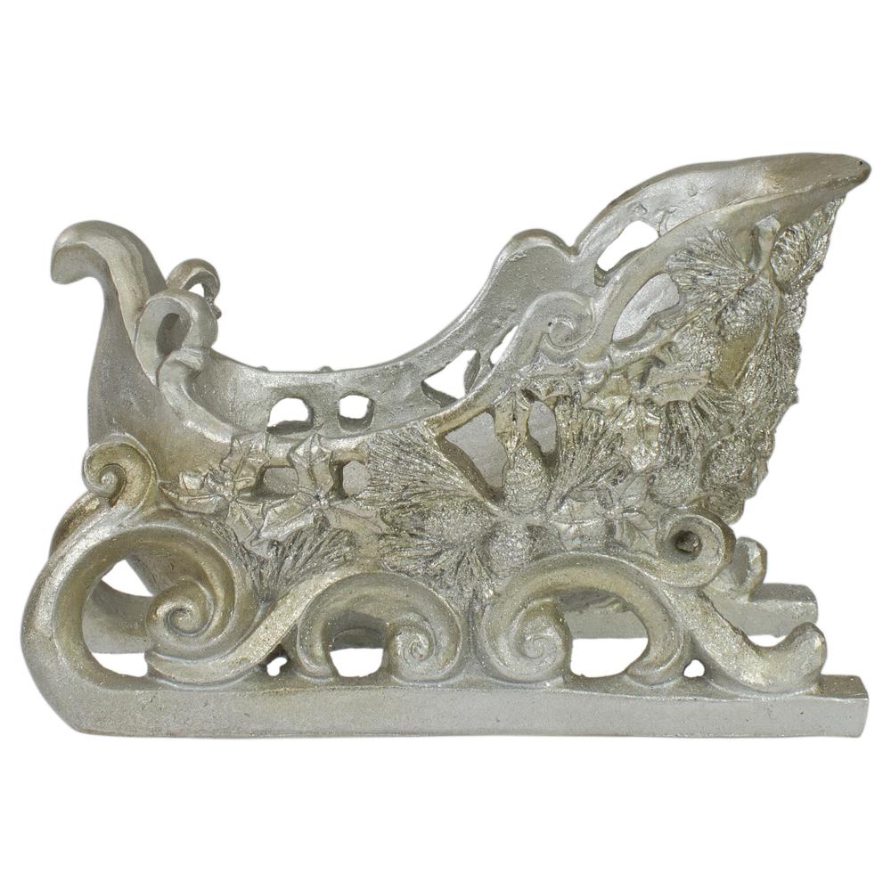 9.75" Champagne Christmas Sleigh Tabletop Decoration. Picture 1