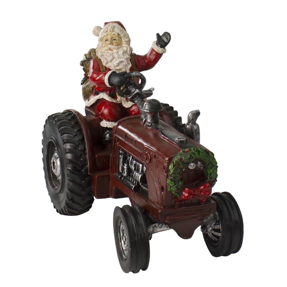 11" Rustic Santa Claus on Tractor Tabletop Christmas Figure. Picture 2