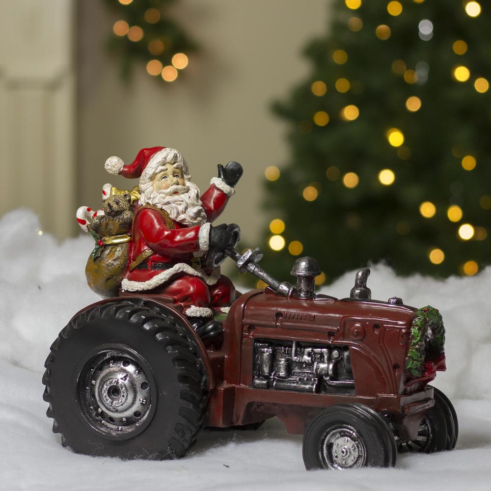 11" Rustic Santa Claus on Tractor Tabletop Christmas Figure. Picture 4