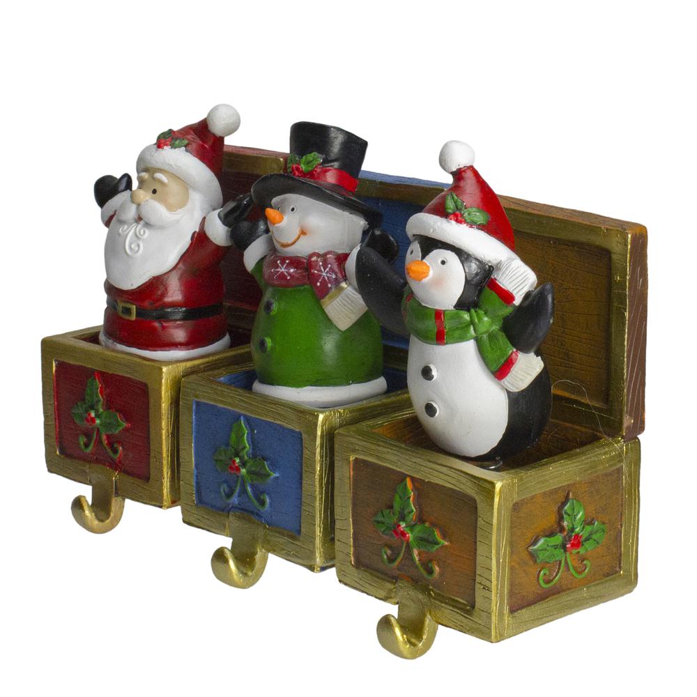 Set of 3 Santa  Snowman and Penguin Jack in the Box Christmas Stocking Holders. Picture 4
