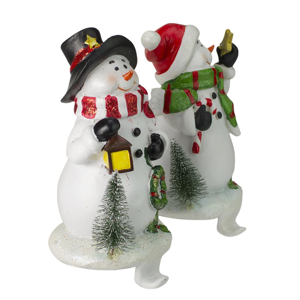 Set of 2 Glittered Snowman Christmas Stocking Holders 5.75". Picture 3