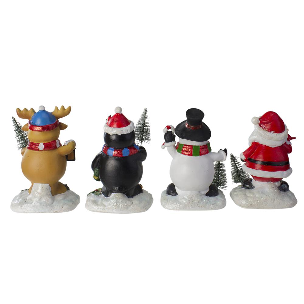 Set of 4 Santa  Snowman  Penguin and Reindeer Christmas Stocking Holders 5.75". Picture 4
