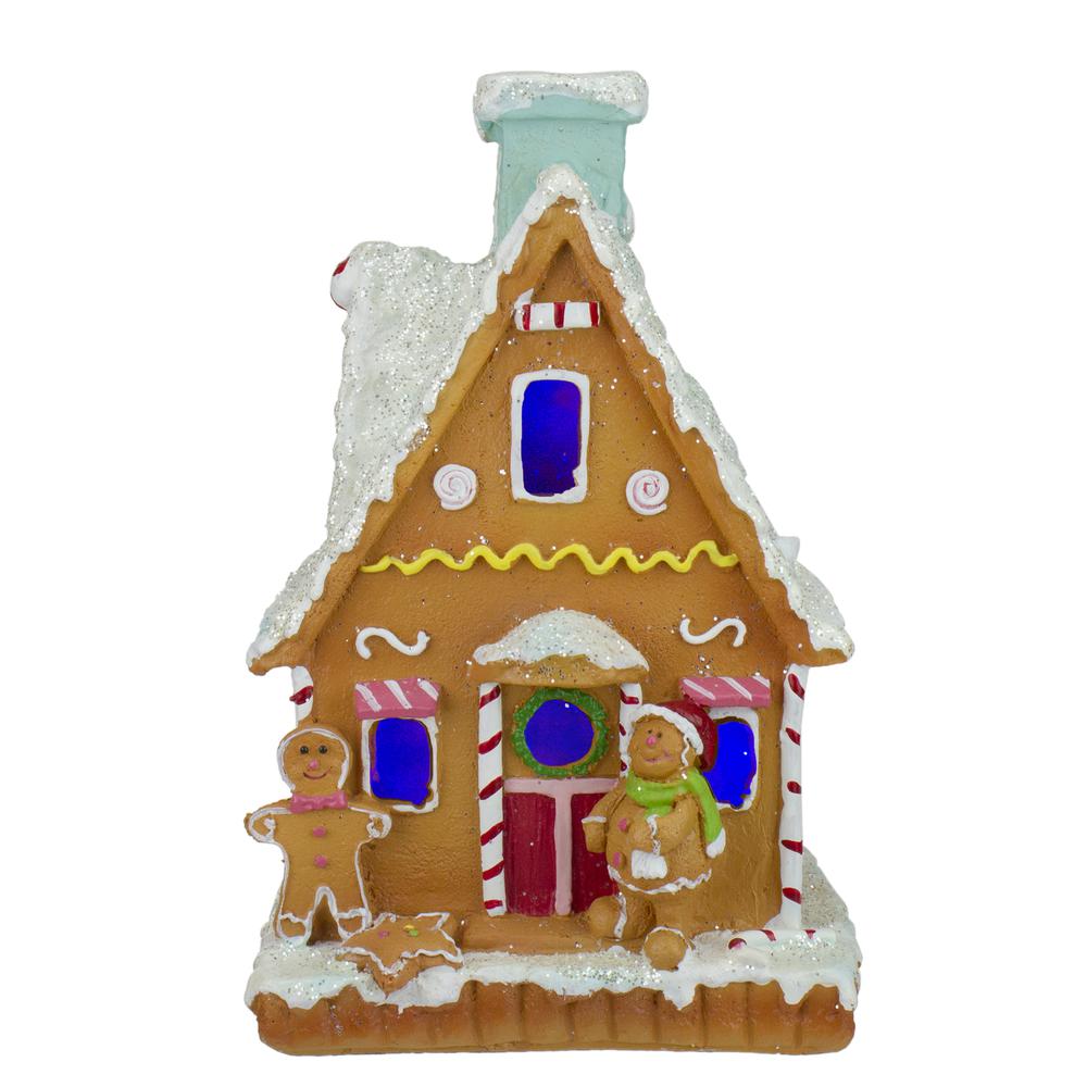 8.5" LED Lighted Gingerbread House Christmas Figure. Picture 1
