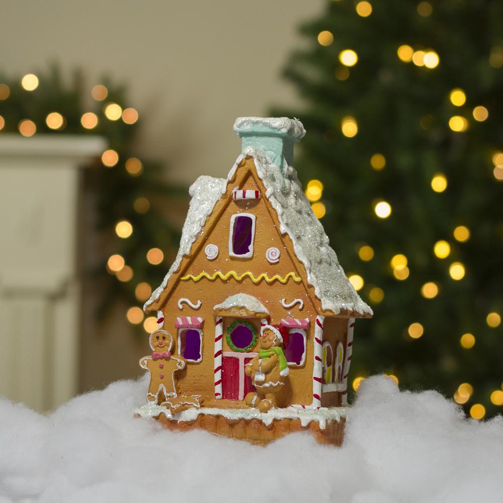 8.5" LED Lighted Gingerbread House Christmas Figure. Picture 2