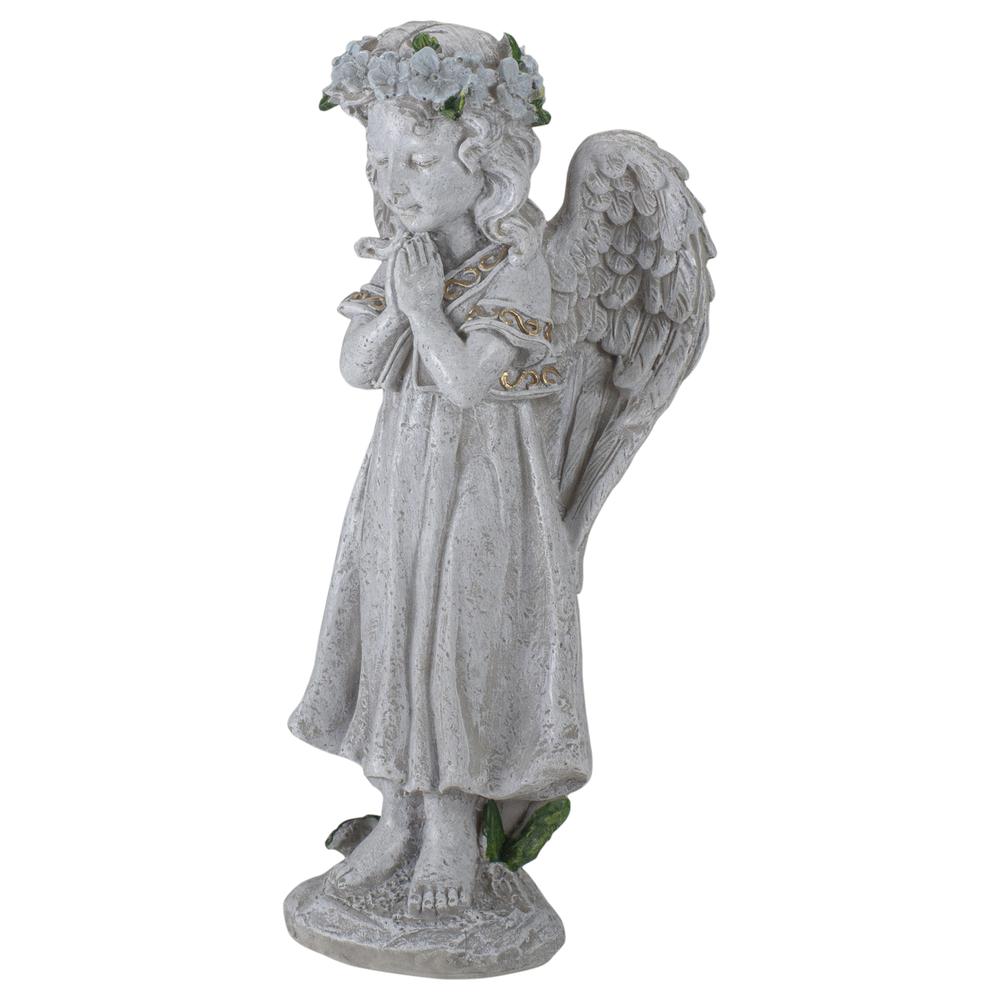 10" Gray Praying Angel Girl Outdoor Patio Garden Statue. Picture 4