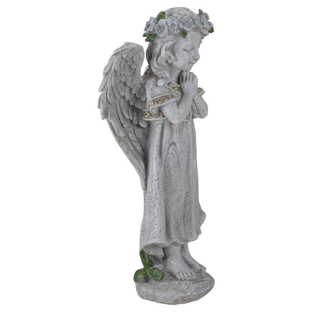 10" Gray Praying Angel Girl Outdoor Patio Garden Statue. Picture 5