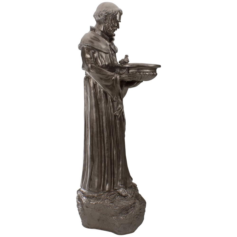 23.5" Brown St. Francis of Assisi Religious Bird Feeder Outdoor Garden Statue. Picture 3