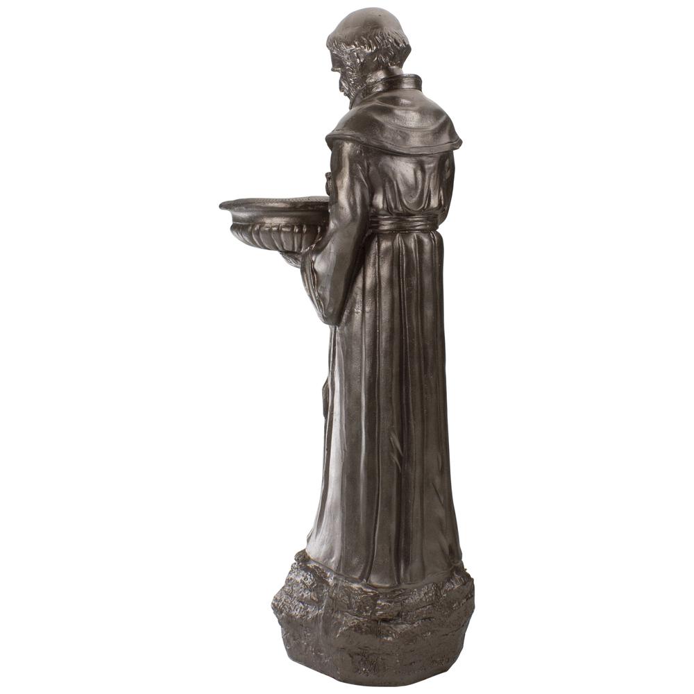 23.5" Brown St. Francis of Assisi Religious Bird Feeder Outdoor Garden Statue. Picture 4