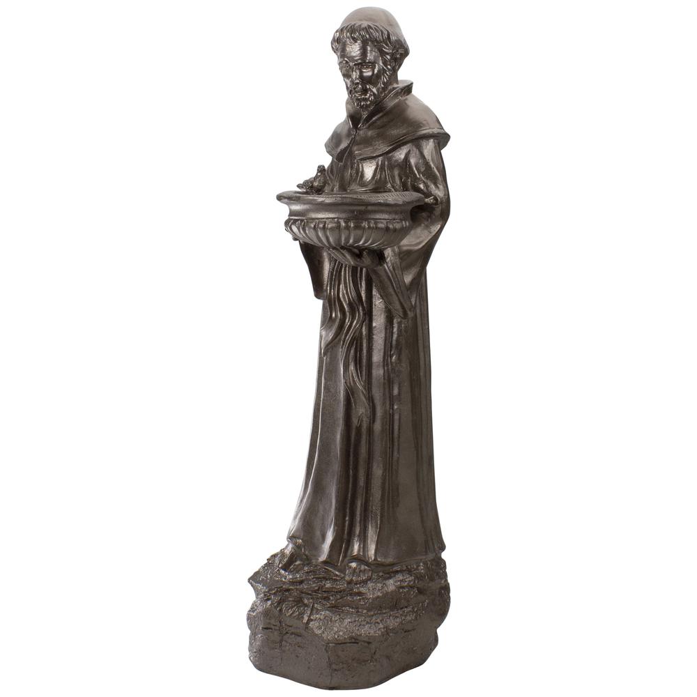 23.5" Brown St. Francis of Assisi Religious Bird Feeder Outdoor Garden Statue. Picture 5