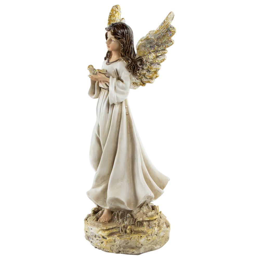 11" White Serene Angel with Dove Figure. Picture 4