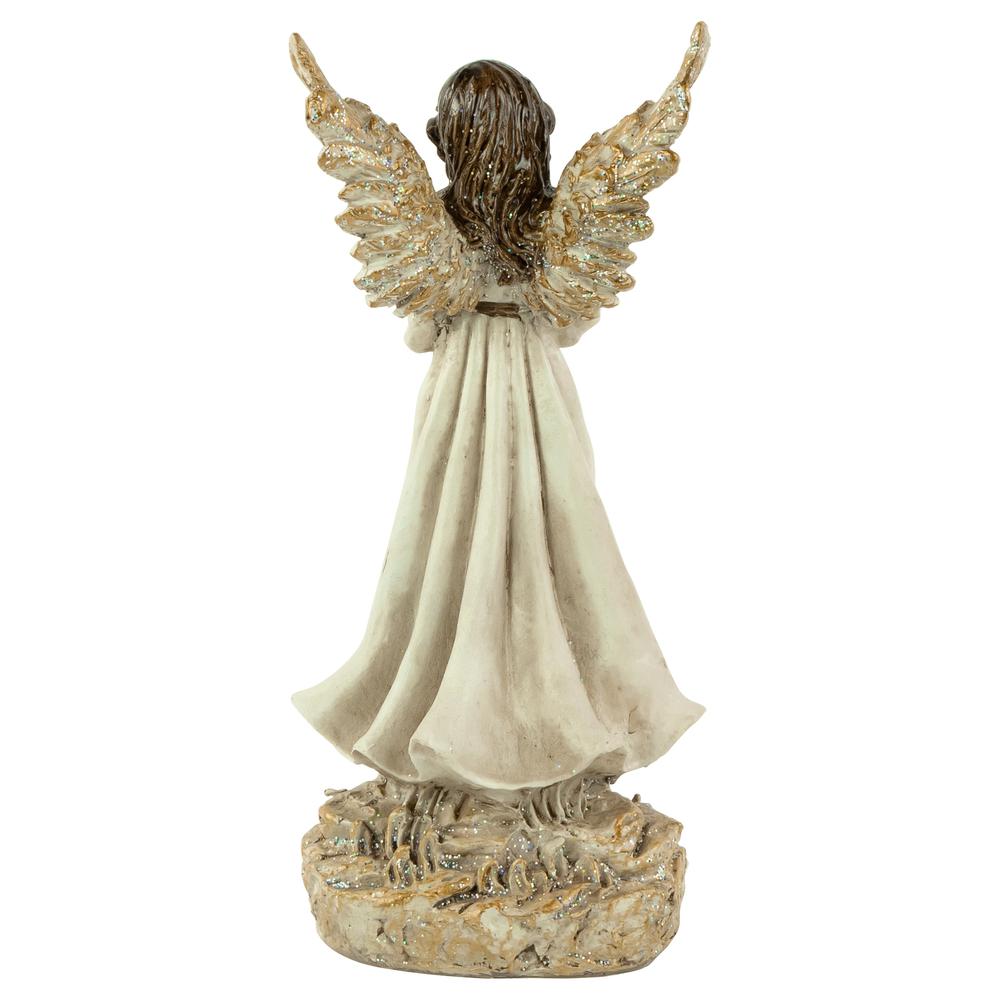 11" White Serene Angel with Dove Figure. Picture 5