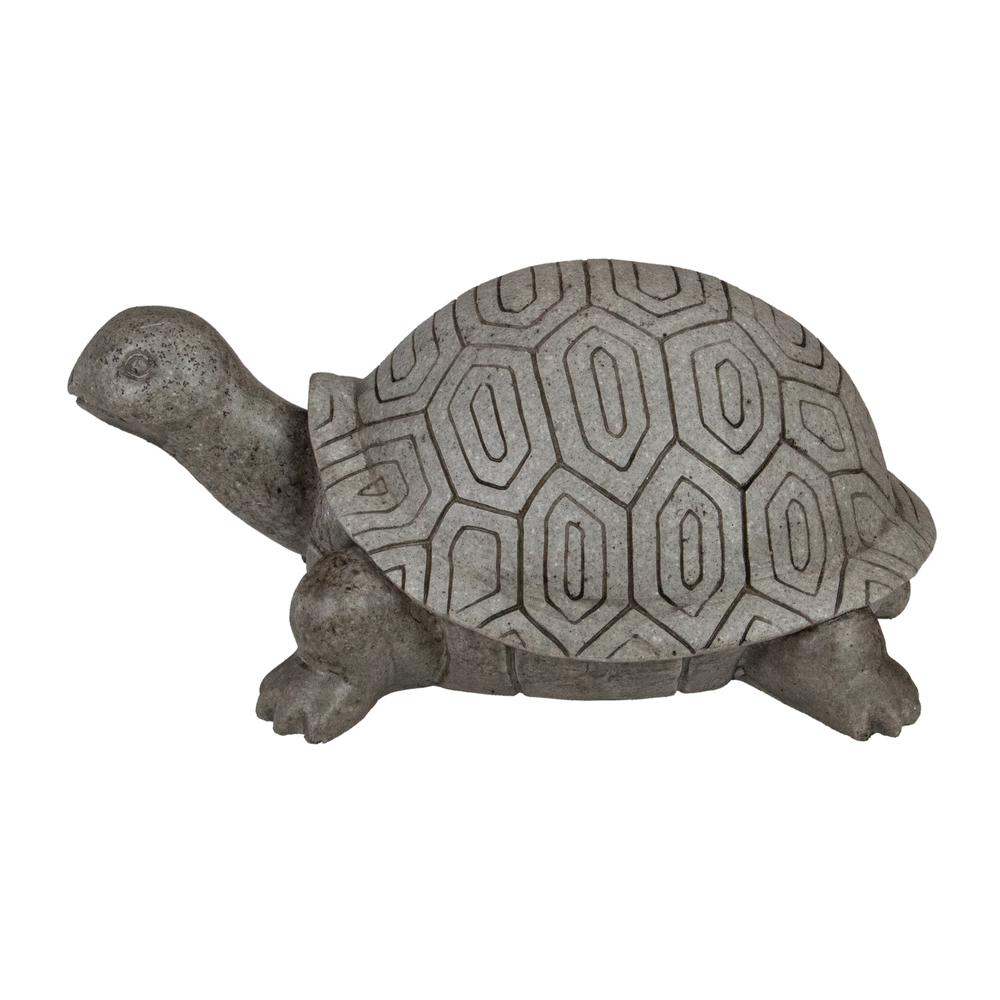 11.75" Polished Gray Turtle Outdoor Garden Statue. Picture 1