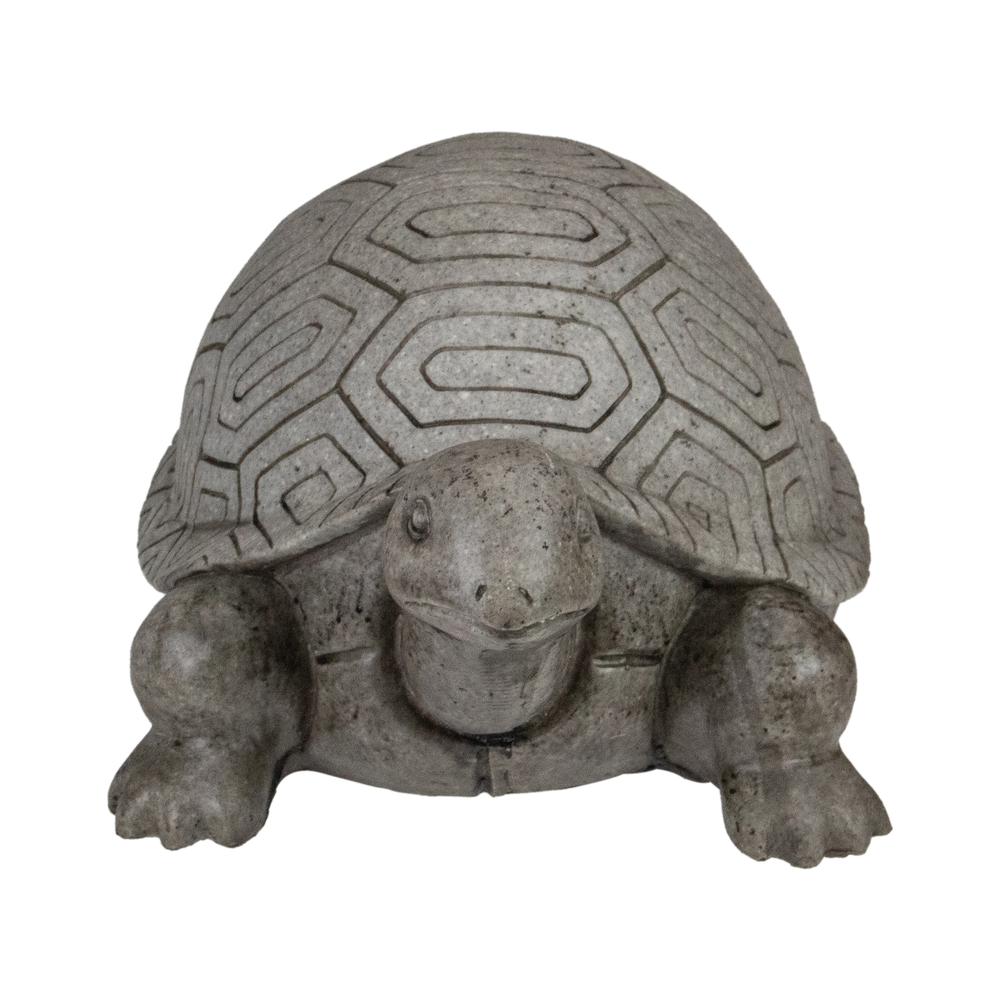 11.75" Polished Gray Turtle Outdoor Garden Statue. Picture 5