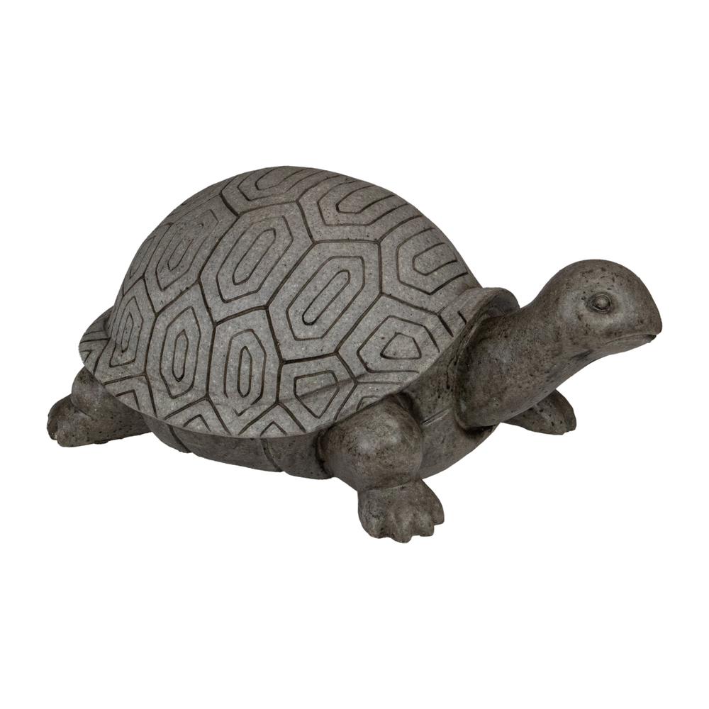 11.75" Polished Gray Turtle Outdoor Garden Statue. Picture 3