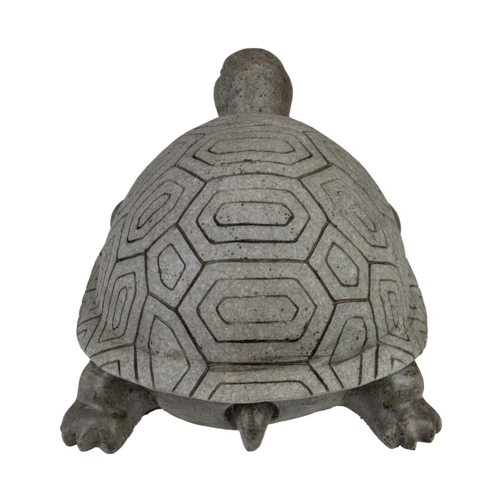 11.75" Polished Gray Turtle Outdoor Garden Statue. Picture 4