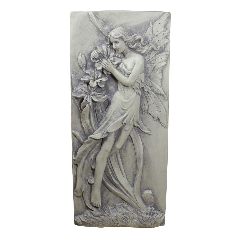 31" Gray Fairy with Lily Flowers Wall Plaque. Picture 1