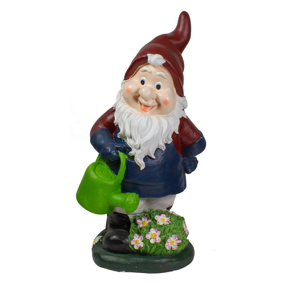 20" Gardener Gnome with Watering Can Outdoor Garden Statue. Picture 1